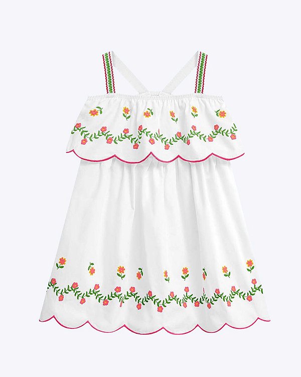Vestido Branco Flores Infantil Feminino Nanai 6000269