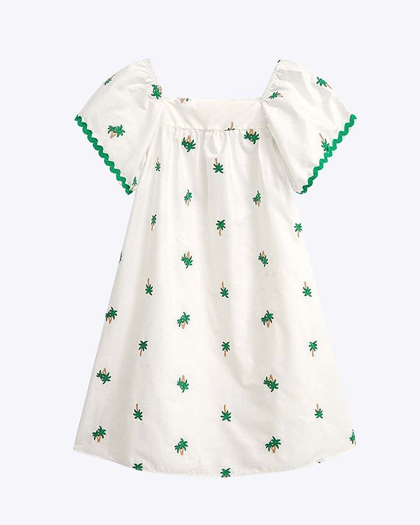 Vestido Branco Bordado Coqueiros Juvenil Feminino Nanai 6000296