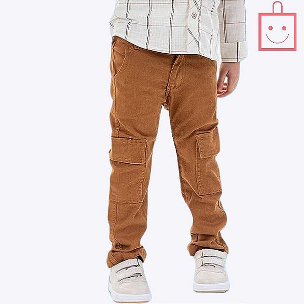 Conjunto Calça Cargo e Camisa Xadrez Infantil Masculino Vigat 3894