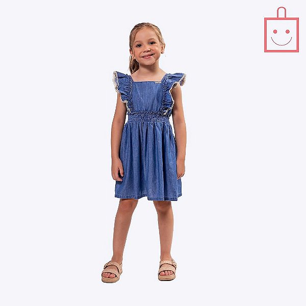 Vestido Azul Jeans Infantil Menina Vigat 4902