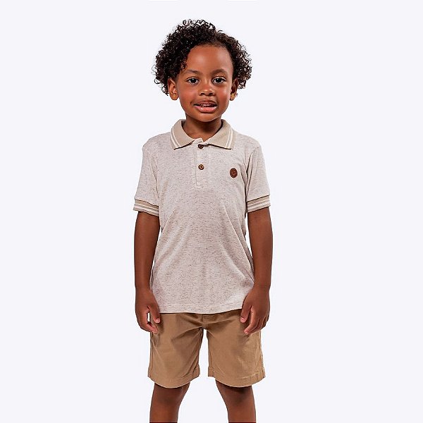 Conjunto Camisa Polo Manga Curta e Bermuda Sarja Infantil Menino Vigat 3965