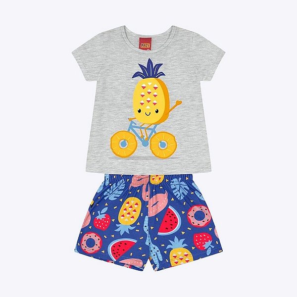 Conjunto Blusa e Shorts Abacaxi Infantil Feminino Kyly 1000207