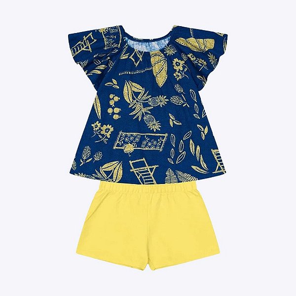 Conjunto Blusa e Manga Babadinho e Shorts Infantil Feminino Kyly 1000231