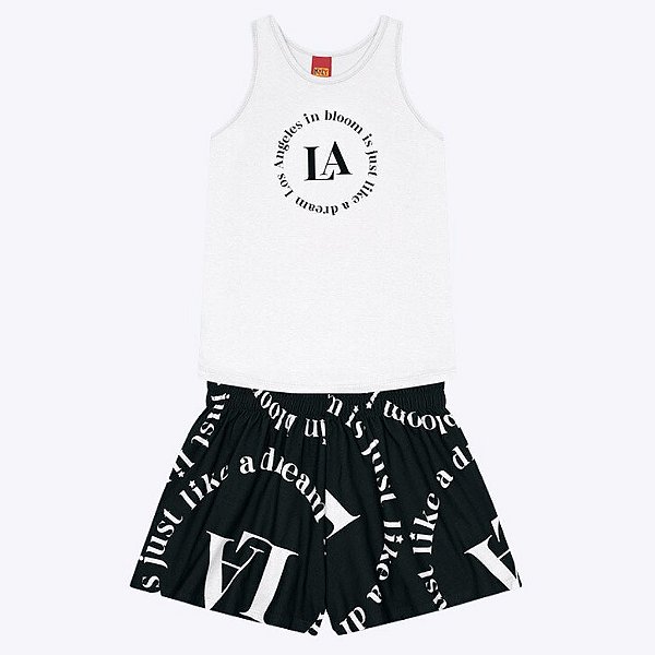 Conjunto Blusa Regata e Shorts Estampado Infantil Feminino Kyly 1000253