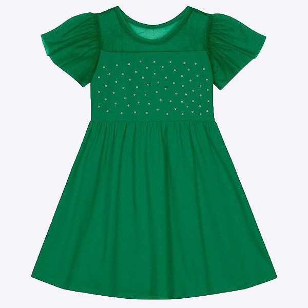 Vestido Manga Curta Detalhes Tule Infantil Feminino Kyly 1000250