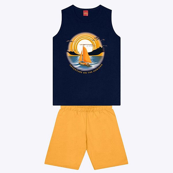 Conjunto Camiseta Regata e Bermuda Lisa Infantil Masculino Kyly 1000401