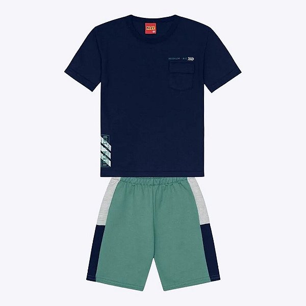 Conjunto Camiseta Manga Curta e Bermuda Moletom Infantil Masculino Kyly 1000378