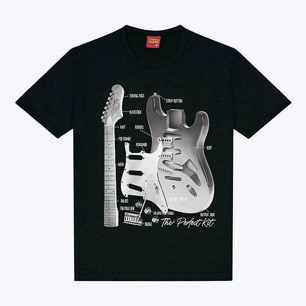 Camiseta Manga Curta Guitarra Infantil Masculina Kyly 1000393