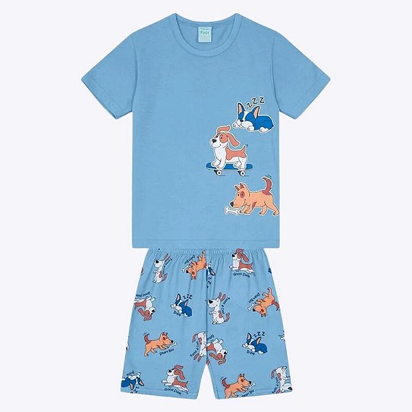 Pijama Cachorrinho Brilha no Escuro Infantil Masculino Kyly 1000451
