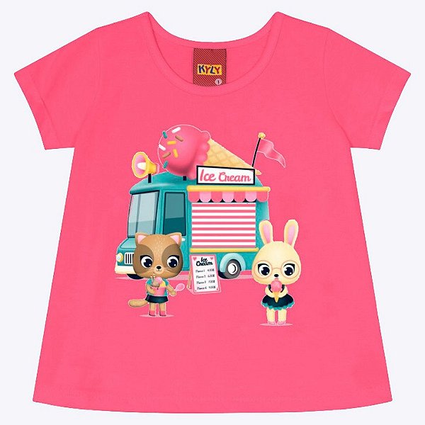 Camiseta Manga Curta Estampada Infantil Feminina Kyly 1000186