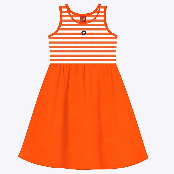 Vestido Manga Curta Listrado em Meia Malha Flamê Infantil Feminino 1000247