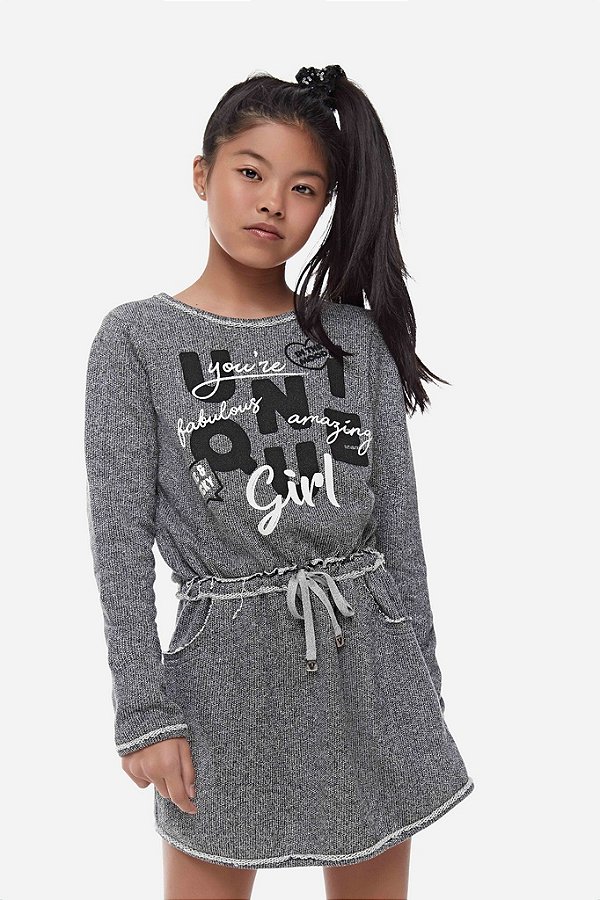 Vestido Infantil Feminino Vic&Vicky Malha Manga Longa 40456