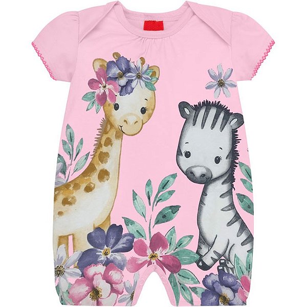 Macacão Bebê Feminino Manga Curta Kyly 111404