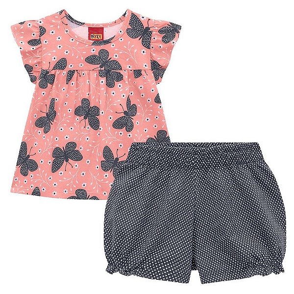Conjunto Infantil Feminino Manga Curta Kyly 111460