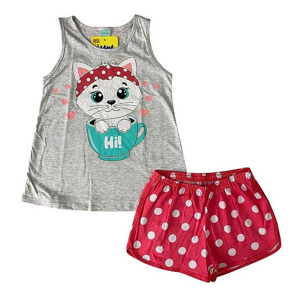 Pijama Infantil Feminino Manga Curta Brilha no Escuro Kyly