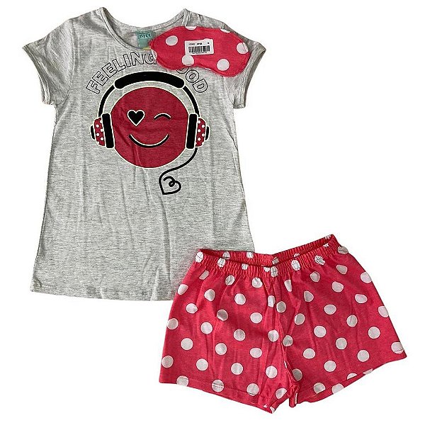 Pijama Infantil Feminino Manga Curta Brilha no Escuro Kyly 111643