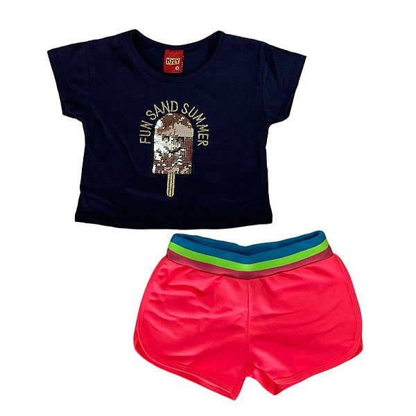 Conjunto Infantil Feminino Manga Curta Kyly 111787