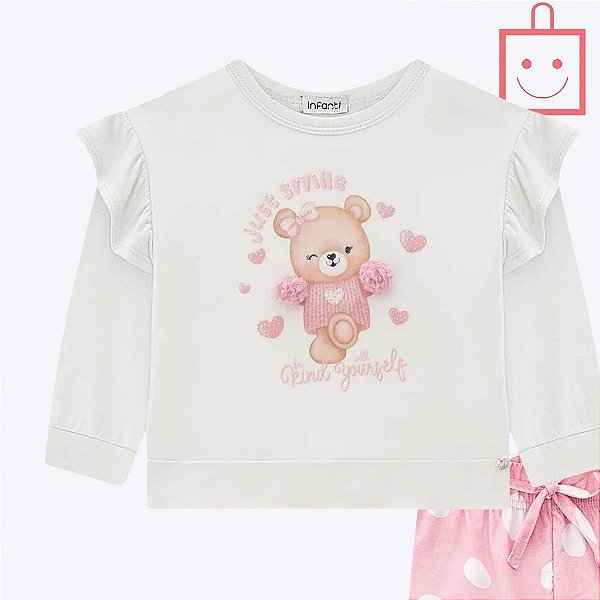 Conjunto Blusa em Molevisco e Calça Jogger em Nylon Infantil Feminina Infanti 71958