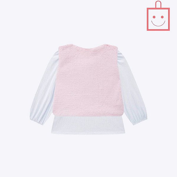 Conjunto Blusa Bata Manga Longa, Colete em Pelo Liso e Legging em Termoskin Peluciado Infantil Feminino Infanti 71942