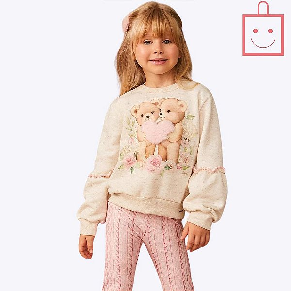 Conjunto Blusa Moletom Ursinhos com Calça Legging Feminino Infanti 71171