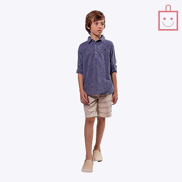 Conjunto Camisa Social e Bermuda Infantil Menino Vigat 3977