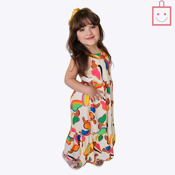 Vestido Midi Colorido Juvenil Menina Vigat 7853