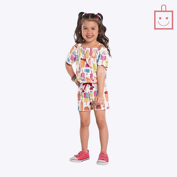 Macaquinho Colorido Picolé Infantil Menina Kyly 1000228