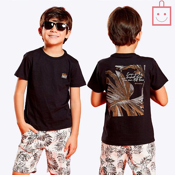 Conjunto Camiseta Manga Curta e Bermuda Sarja Monstera Infantil Menino Banana Danger 50232