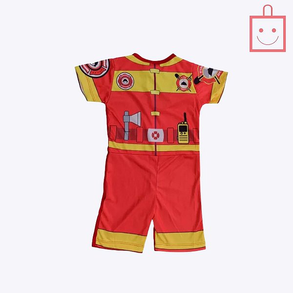 Fantasia Bombeiro com Máscara Infantil Menino B.R.C.
