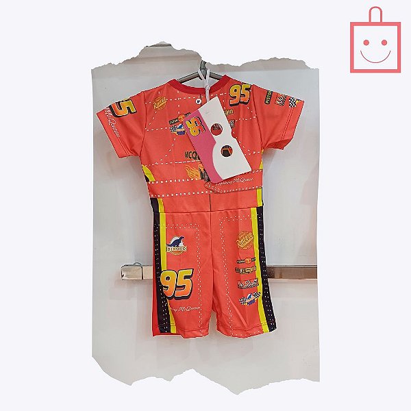Fantasia Relâmpago MCQueen com Máscara Infantil Menino B.R.C.