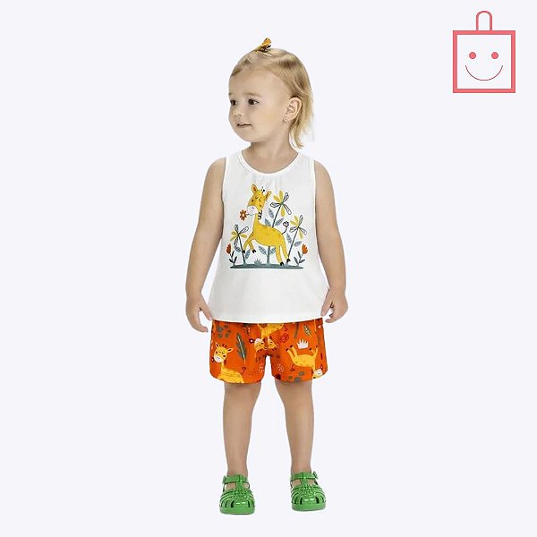 Conjunto Regata e Short Girafinhas Infantil Menina Kyly 1000514