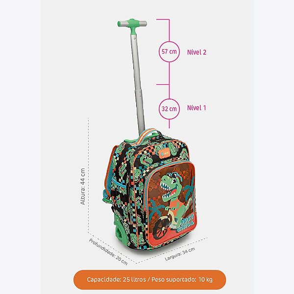 Mochila com Rodinhas Grande Dino Miami Puket 050403837