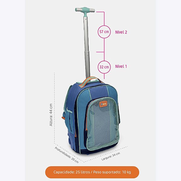 Mochila com Rodinhas Color Block Puket 050403864