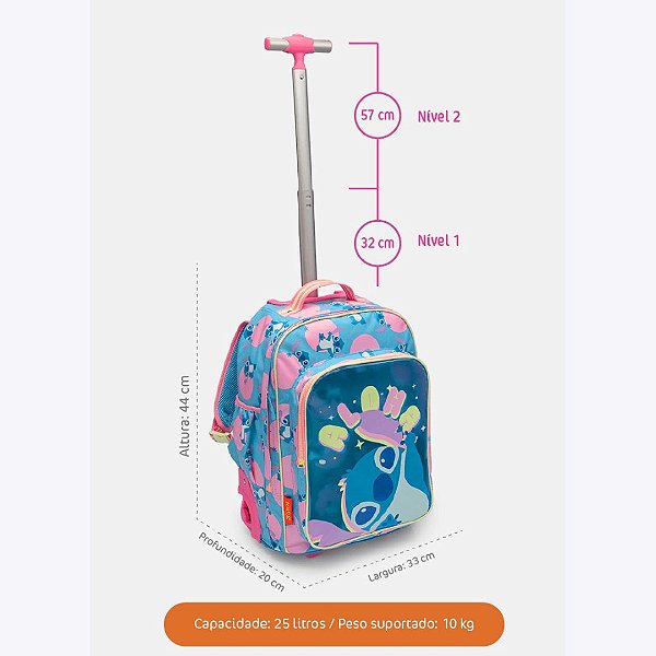 Mochila com Rodinhas Stitch Puket 050404031