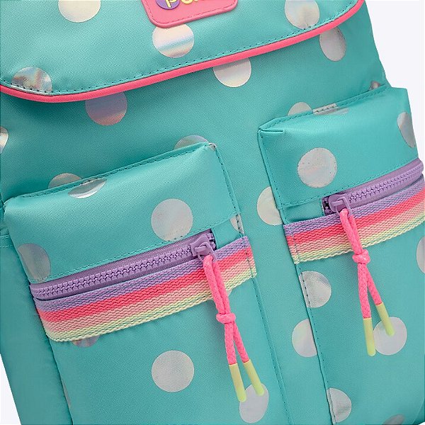 Mochila Escolar de Costas Verde Água Poá Puket 050403825