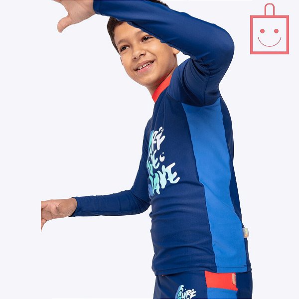 Camiseta de Nadar Tubarão Aloha Juvenil Menino Moda Praia Puket 110500666