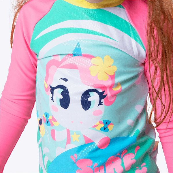 Camiseta de Nadar Unicórnio Aloha Infantil Menina Moda Praia Puket 110401096