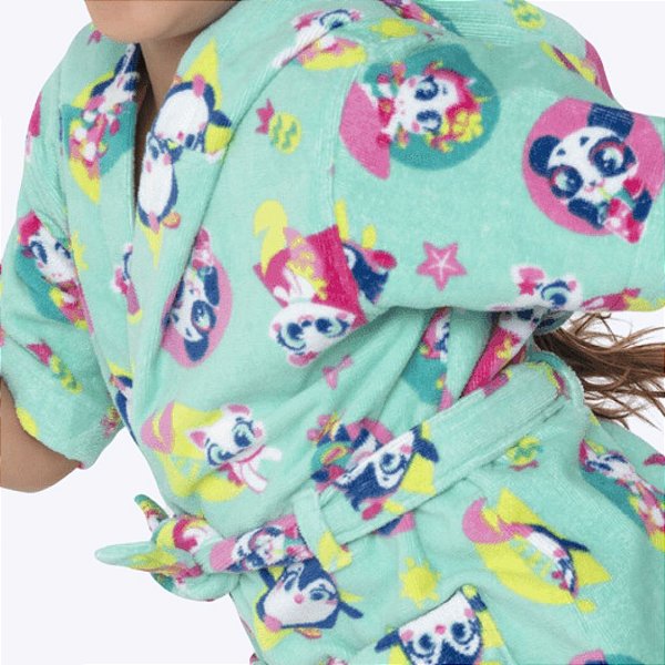 Roupão de Banho Multibichos Infantil Menina Puket 110401117