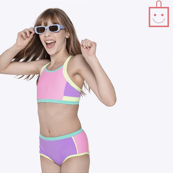 Biquíni Color Block Juvenil Menina Moda Praia Puket 110500643