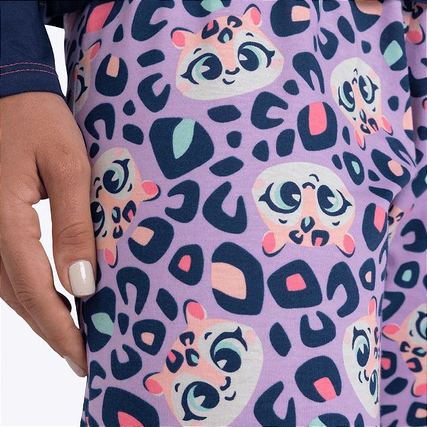 Pijama Manga Longa Onça Adulto Feminino Puket 030602821