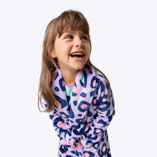 Roupão Manga Longa Soft Onça Infantil Menina Puket 030402861