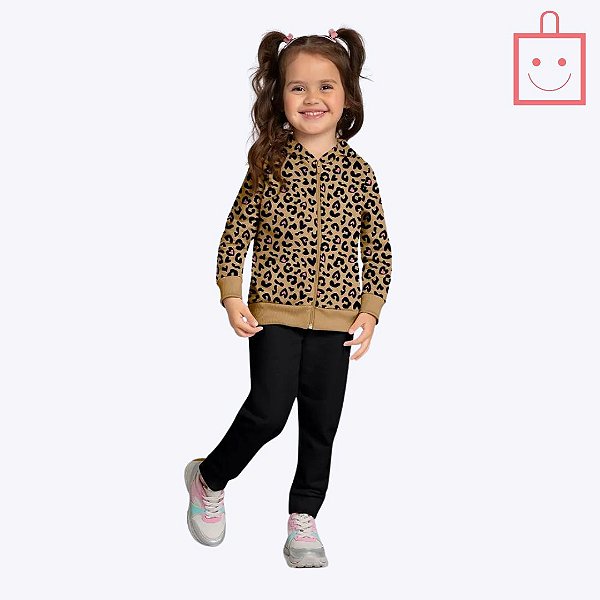 Conjunto Moletom com Capuz Oncinha Infantil Menina Kyly 1000763