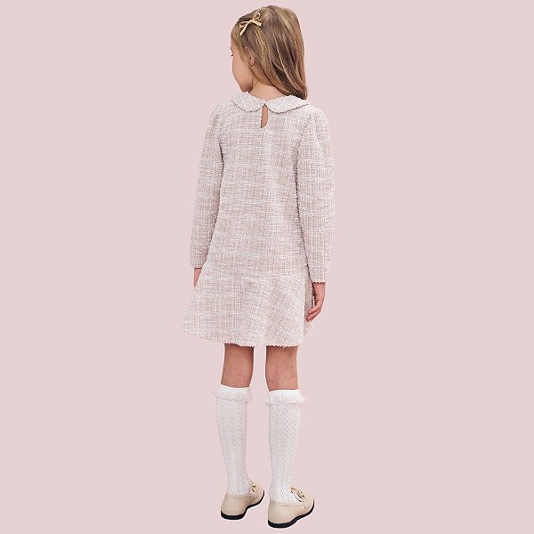 Vestido Manga Longa em Malha Tweed Milano Infantil Menina Infanti 79366