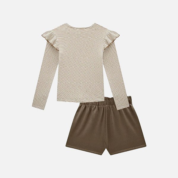 Conjunto Blusa em Malha Canelada com Shorts em Molevisco Infantil Menina Infanti 79206