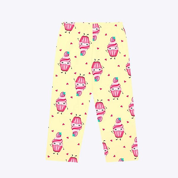 Pijama Manga Longa Cupcake Brilha no Escuro Infantil Menina Kyly 1000863