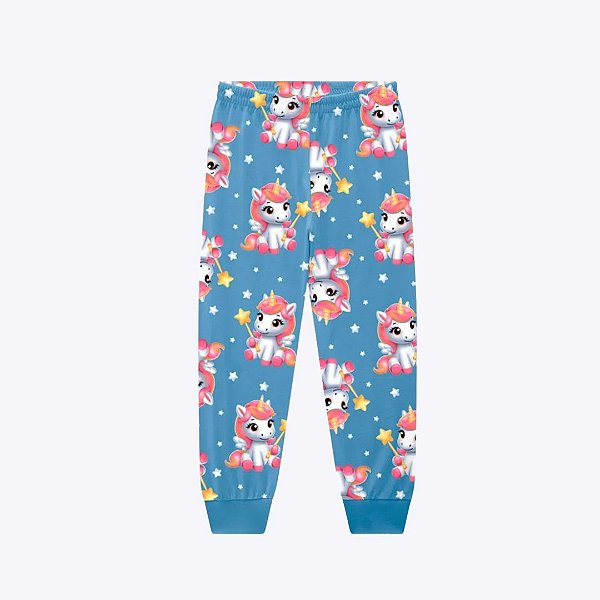 Pijama Manga Longa Unicórnio Brilha no Escuro Infantil Menina Kyly 1000866