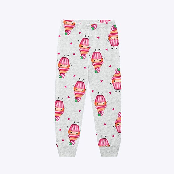 Pijama Manga Longa Rosa Brilha no Escuro Infantil Menina Kyly 1000868