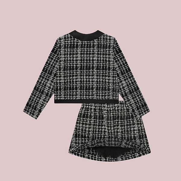 Conjunto Casaco Boxy e Saia em Tweed Monaco com Shorts Embutido Infantil Menina Infanti 81269