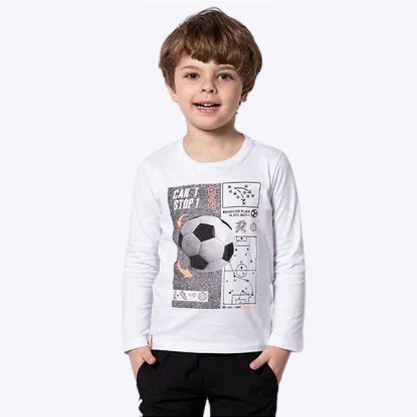 Conjunto Camiseta Manga Longa E Calça Comfy Football Infantil Menino Banana Danger 53210 Branco