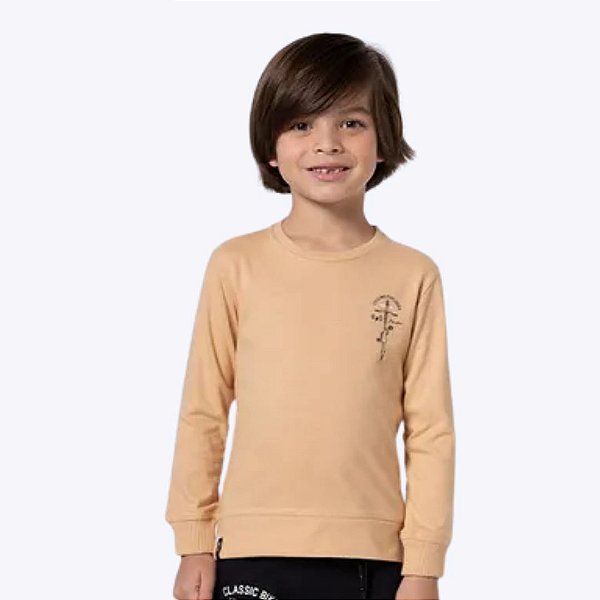 Conjunto Moletinho Cycling Explorer Infantil Menino Banana Danger 53203 Bege